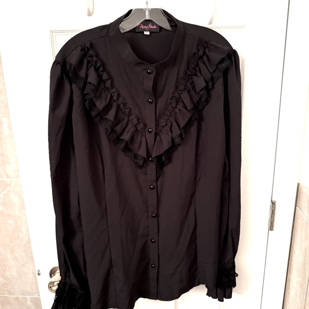 Hanna Nikole Black Gothic Ruffle Lace Top